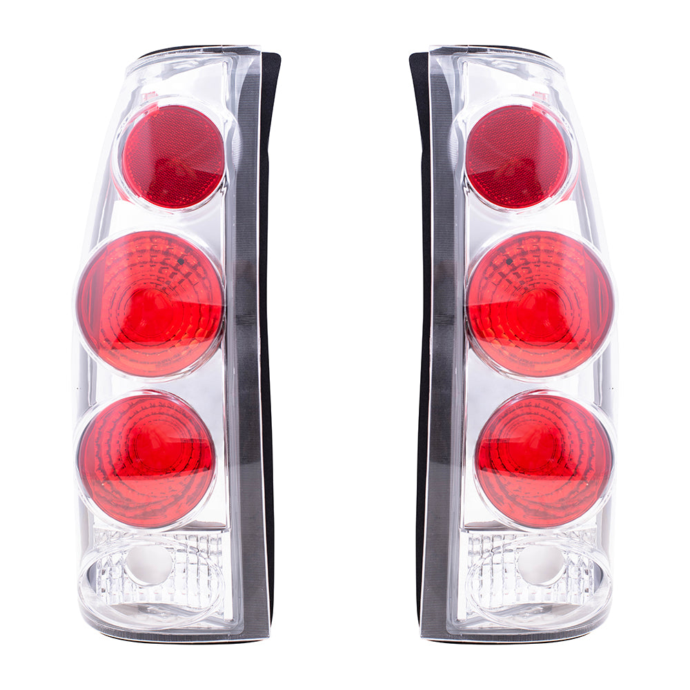 Brock Replacement Driver and Passenger Set Altezza Tail Lights Clear Tail Lamps Compatible with 88-98 C/K Pickup Truck Suburban Tahoe Yukon