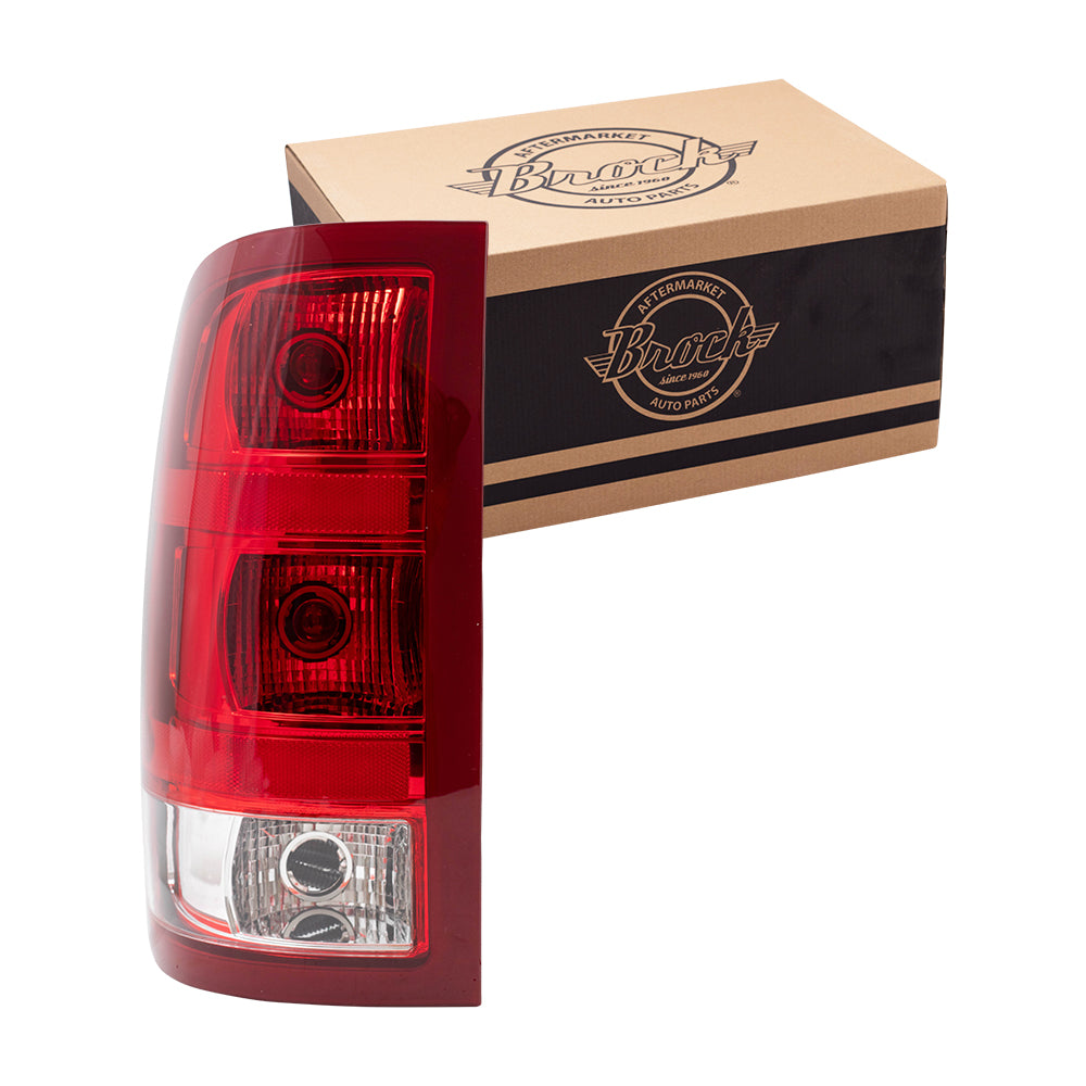 Brock Replacement Driver Tail Light Lens Compatible with 2007-2013 Sierra Pickup Truck 25958484