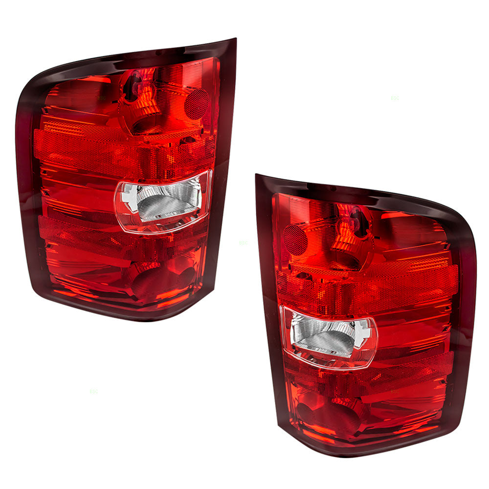 Brock Replacement Driver and Passenger Set Tail Lights Compatible with 2010-2011 Silverado Sierra Crew Cab Extended Pickup Truck 20840271 20840272