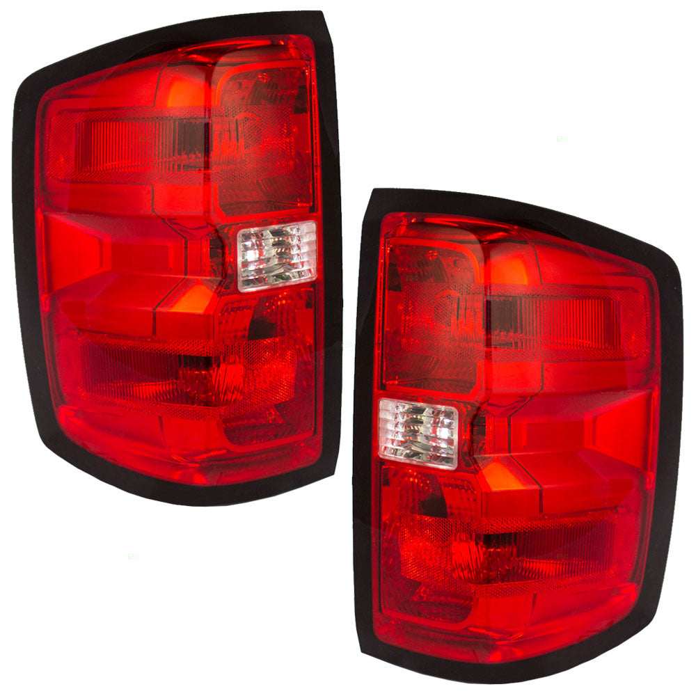 Brock Replacement Driver and Passenger Set Tail Lights Compatible with 14-15 Silverado Sierra Pickup Truck 23141274 23141275