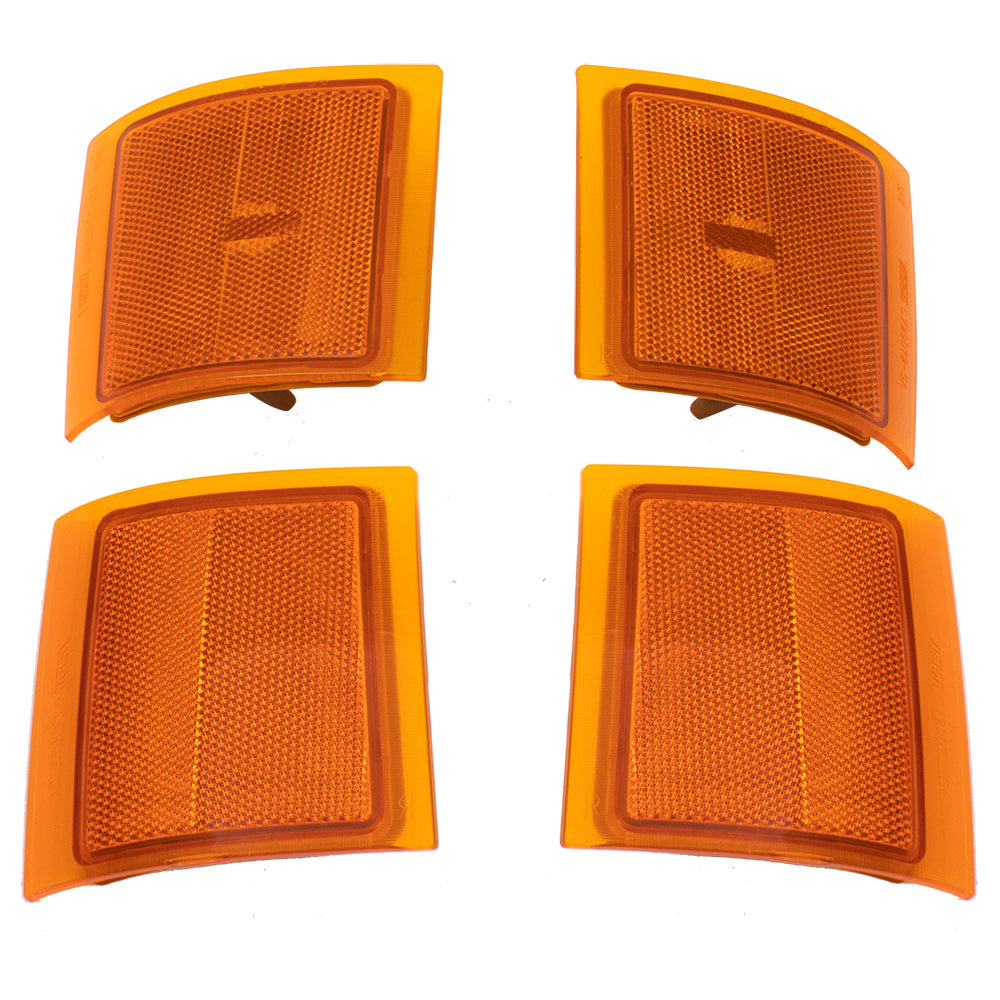 Brock Replacement Lower & Upper Signal 4 Piece Side Marker Lamp Driver and Passenger Set Compatible with 1994-2002 C/K Pickup Truck
