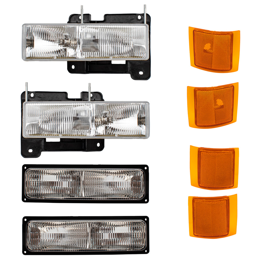 Headlights and Signal Lights Compatible with 1994-2002 Chevrolet C/K, 1994-2000 Chevrolet Suburban; 1995-2000 Chevrolet Tahoe Not for GMC Models