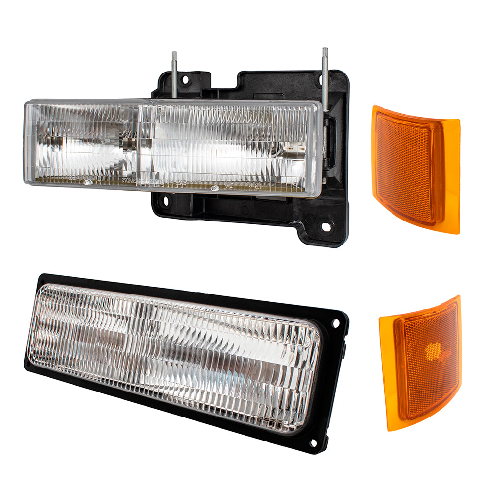 Headlights and Signal Lights Compatible with 1994-2002 Chevrolet C/K, 1994-2000 Chevrolet Suburban; 1995-2000 Chevrolet Tahoe Not for GMC Models