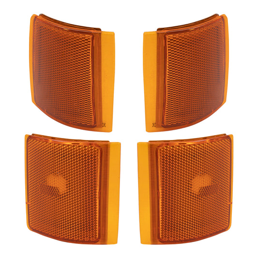 Brock Aftermarket Replacement Driver Left Passenger Right Upper and Lower Side Marker Light Unit 4 Piece Set Compatible with 1994-2002 GMC C/K Pickup