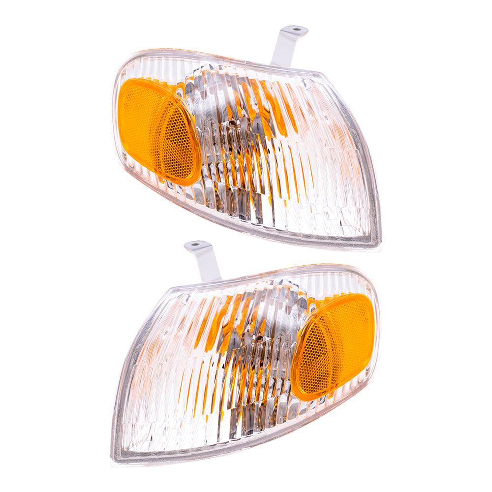 Brock Replacement Driver and Passenger Side Park Signal Light Assemblies Compatible with 1998-2002 Prizm 94857193 94857189