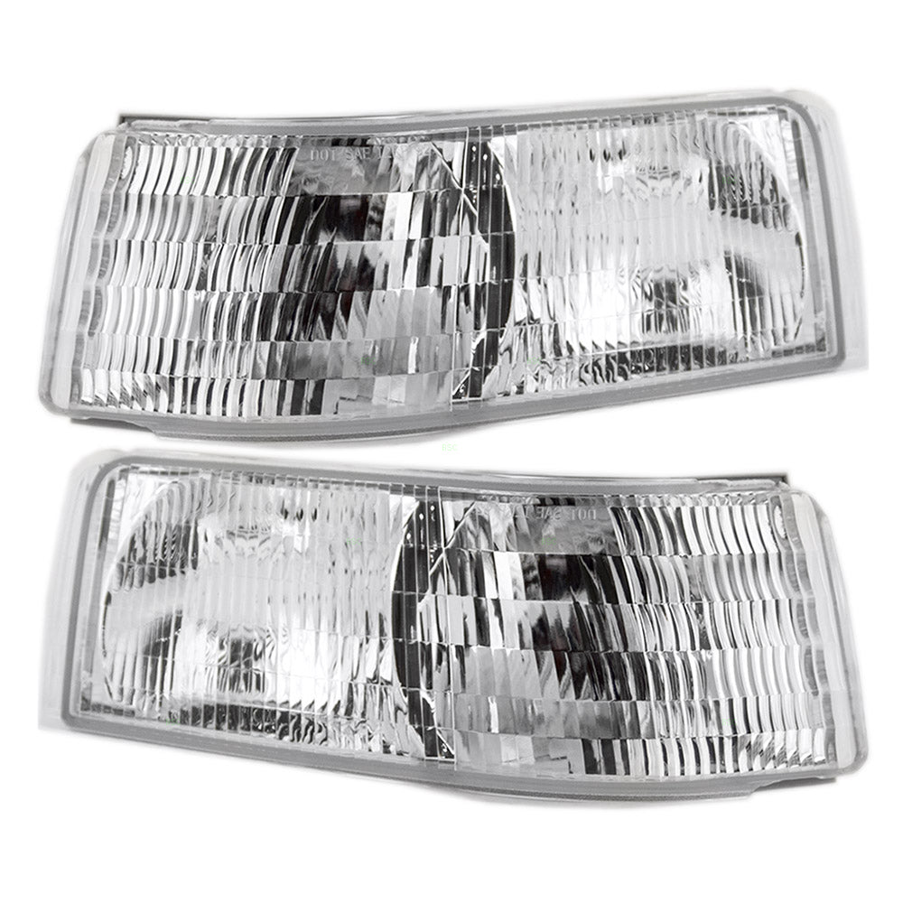 Brock Replacement Driver and Passenger Set Park Signal Front Marker Lights Compatible with 1992-2002 Eldorado 16520051 16520052