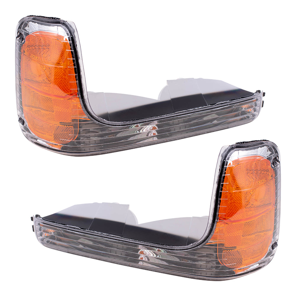Brock Replacement Driver and Passenger Set Signal Corner Marker Lights Compatible with 1999-2000 Escalade Yukon Denali 15763595 15763596