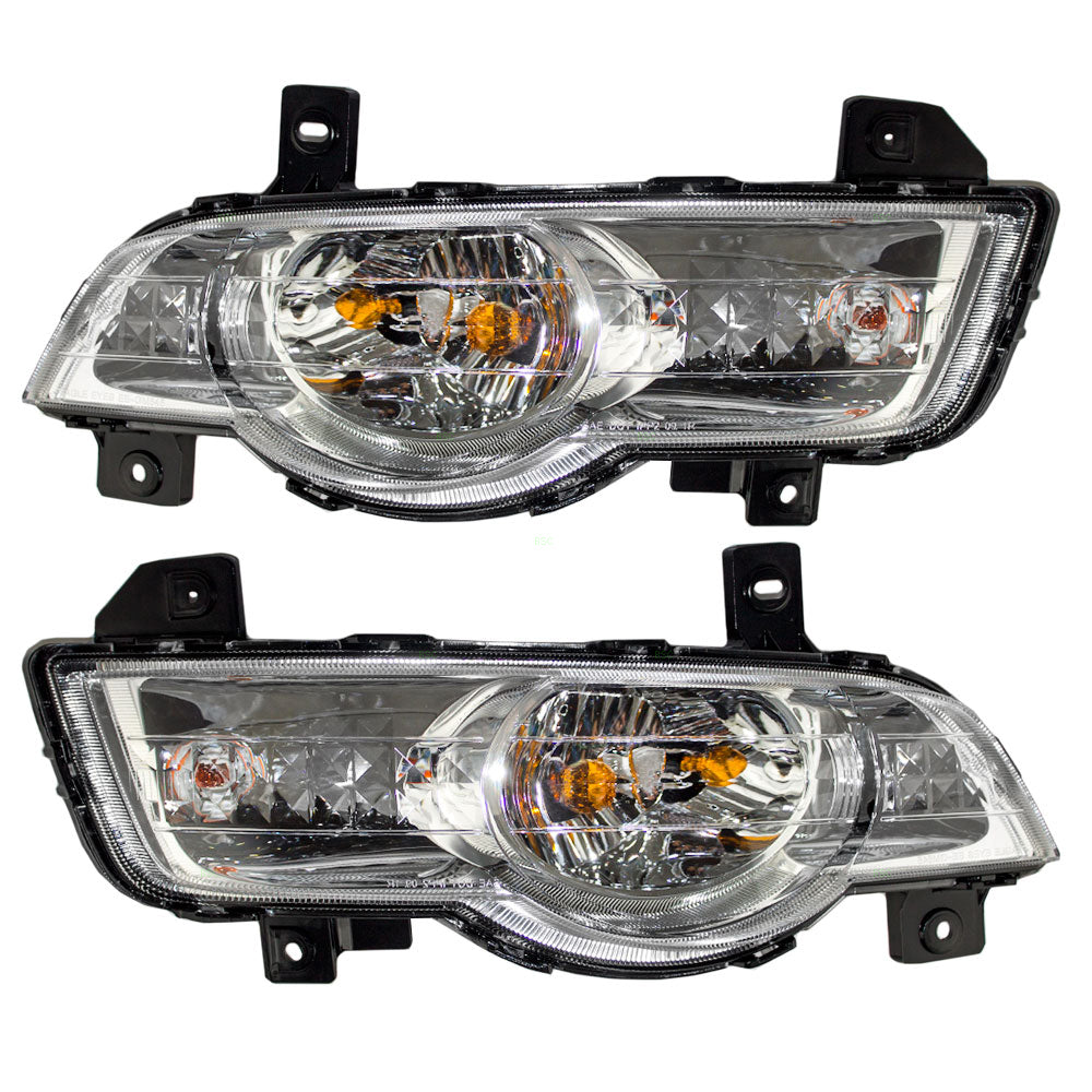 Brock Replacement Driver and Passenger Set Park Signal Front Marker Lights Compatible with 2009-2012 Traverse 20794799 20794798