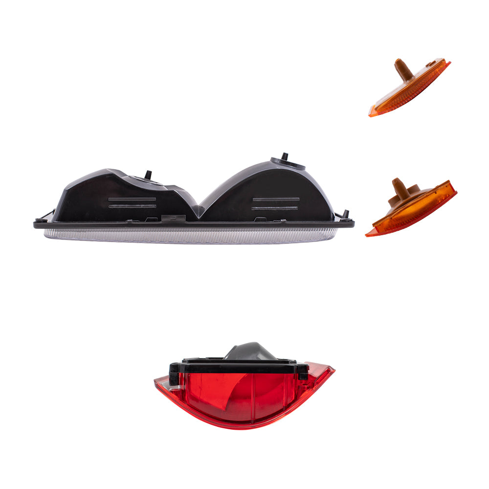 Brock Replacement Driver and Passenger Side Park Signal Marker Lights, Upper Side Marker Reflectors, Lower Side Marker Lights and Tail Lights 8 Piece Set Compatible with 1988-1989 C/K Trucks