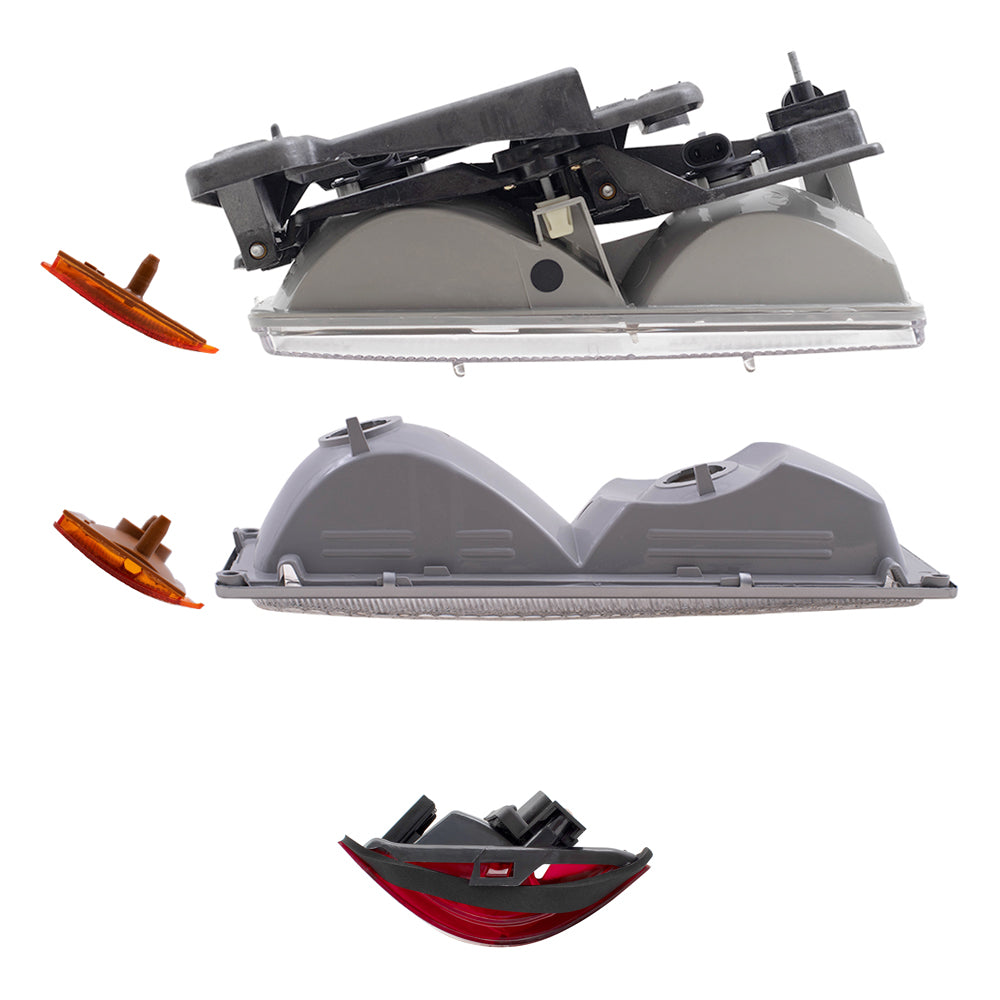Brock Replacement Headlights, Signal Marker Lights, Upper Side Marker Reflectors, Lower Side Marker Lights and Tail Lights 10 Piece Set Compatible with 1990-1993 C/K Trucks & 1992-1993 Suburban/Blazer