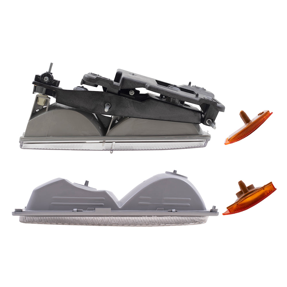 Headlights, Park Signal Marker Light Units, Upper Side Marker Reflectors & Lower Side Marker Light Units Compatible with 1990-1993 C/K Trucks 8 Piece Set