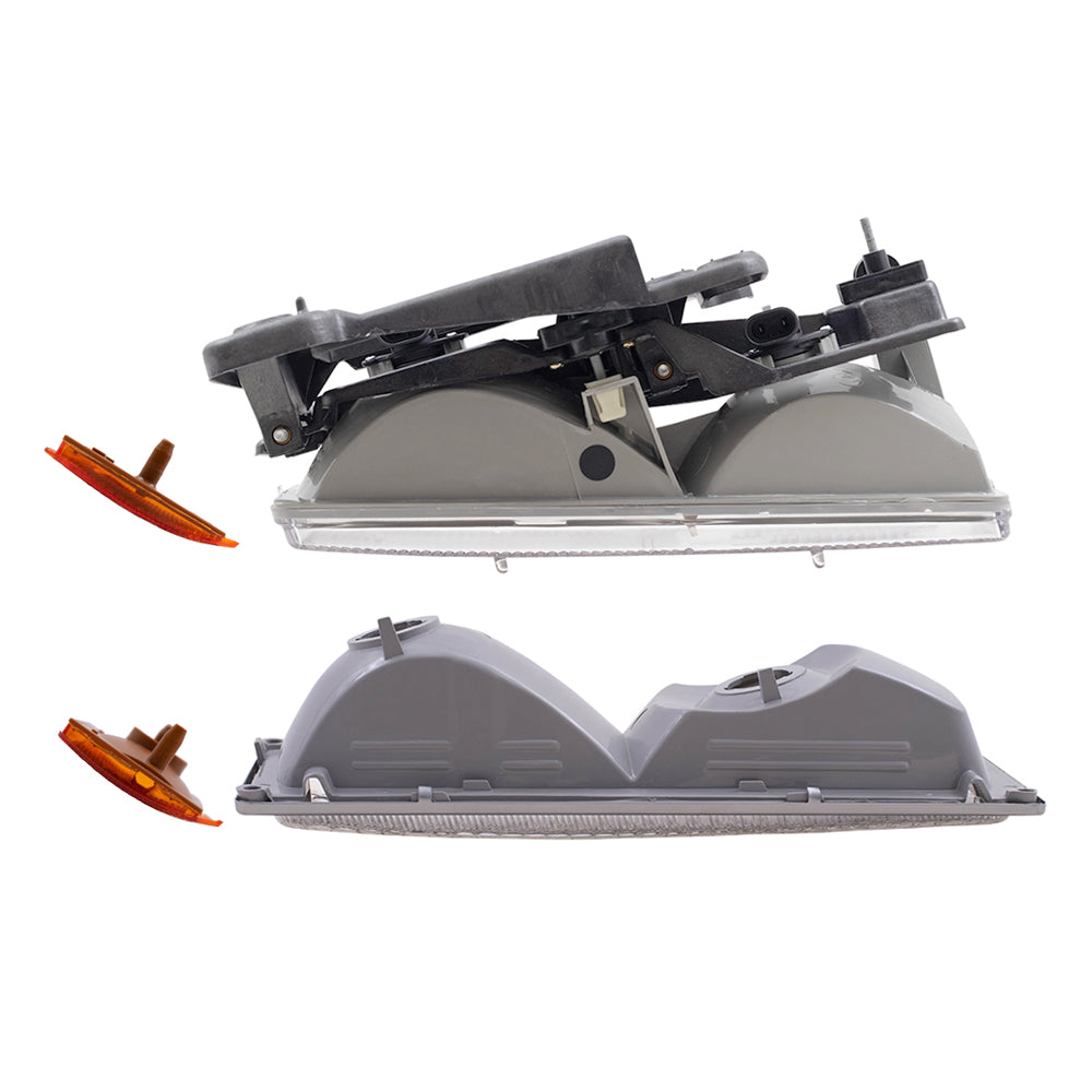 Headlights, Park Signal Marker Light Units, Upper Side Marker Reflectors & Lower Side Marker Light Units Compatible with 1990-1993 C/K Trucks 8 Piece Set