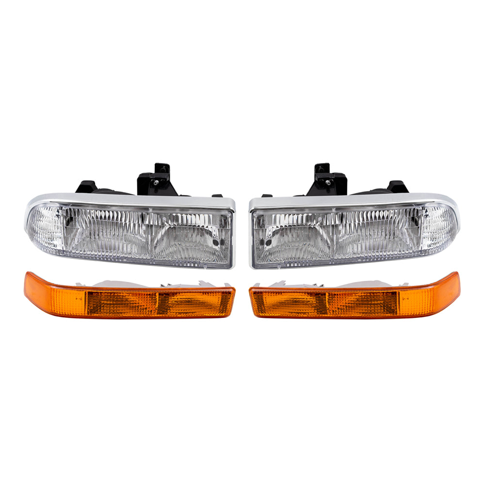 Headlights and Park Signal Marker Lights without Fog Lights Compatible with 1998-2005 Blazer & 1998-2004 S10
