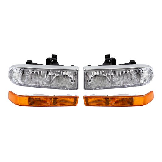 Headlights and Park Signal Marker Lights without Fog Lights Compatible with 1998-2005 Blazer & 1998-2004 S10