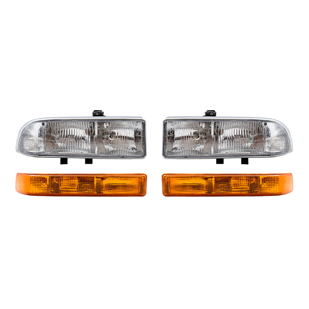 Headlights and Park Signal Marker Lights without Fog Lights Compatible with 1998-2005 Blazer & 1998-2004 S10
