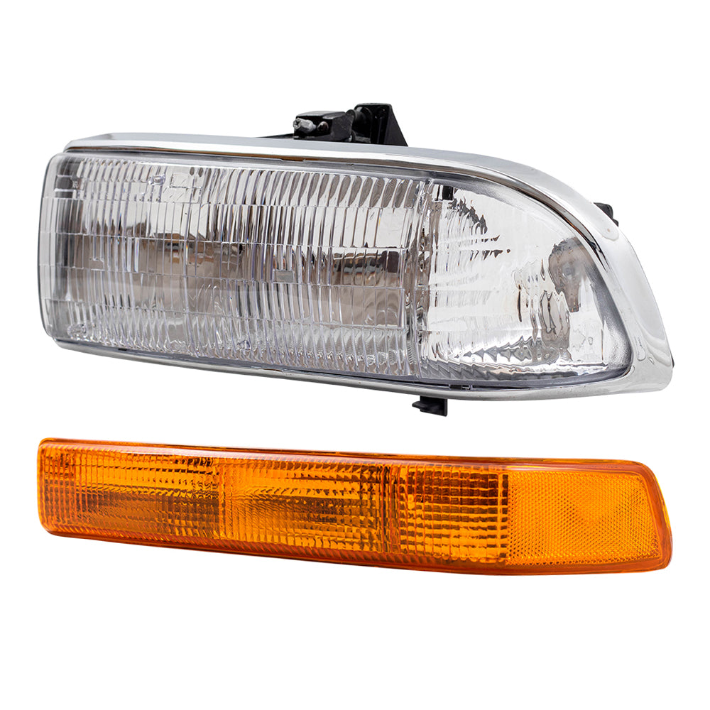 Headlights and Park Signal Marker Lights without Fog Lights Compatible with 1998-2005 Blazer & 1998-2004 S10