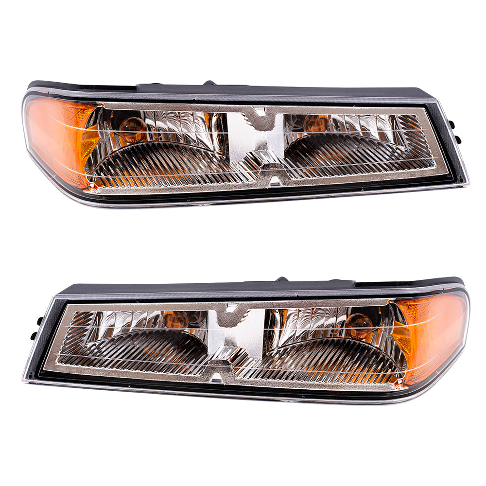 Brock Replacement Driver and Passenger Set Park Signal Side Marker Light Compatible with 2005-2008 Colorado Pickup Truck