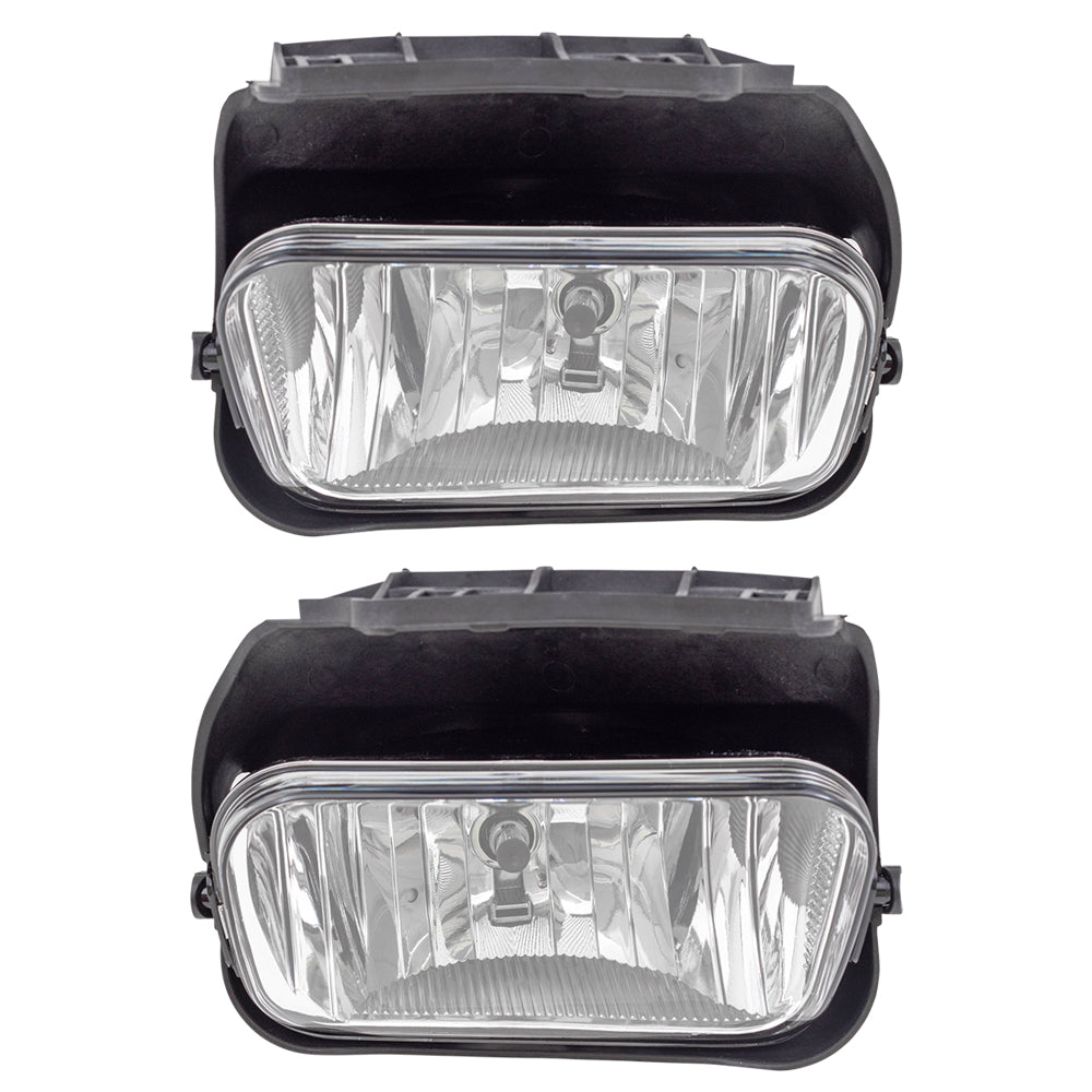 Brock Replacement Driver and Passenger Set Fog Lights Compatible with 2004-2006 Silverado Avalanche Pickup Truck 15791433 15791434