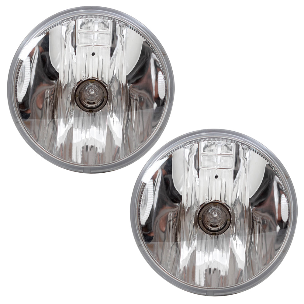 Brock Replacement Driver and Passenger Set Fog Lights Round Lamp Compatible with 2015-2019 Silverado & Sierra Denali Colorado Canyon Pickup Truck