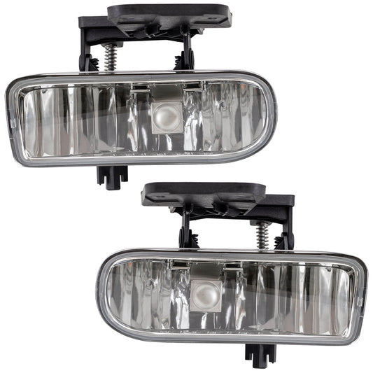 Brock Replacement Driver and Passenger Set Fog Lights Compatible with 1999-2002 Sierra Pickup Truck 10385054 10385055
