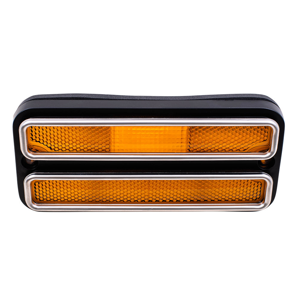 Brock Replacement Front Signal Side Marker Light with Chrome Trim Compatible with 1970-1972 C/K Suburban Pickup Truck