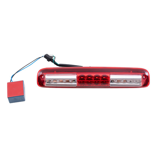 Brock Replacement Third 3rd Brake CHMSL Center High Mount Stop Light Performance Lamp with Red & Clear Lens Compatible with 99-06 Silverado Sierra Pickup Truck