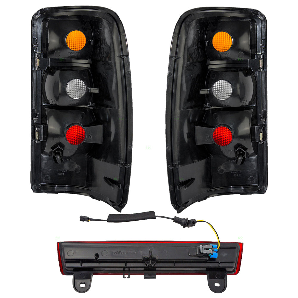 Brock Replacement Driver and Passenger Set Tail Lights & 3rd Brake Center High Mount Stop Light Compatible with 2004-2006 Tahoe Yukon & Yukon XL Suburban w/ Liftgate