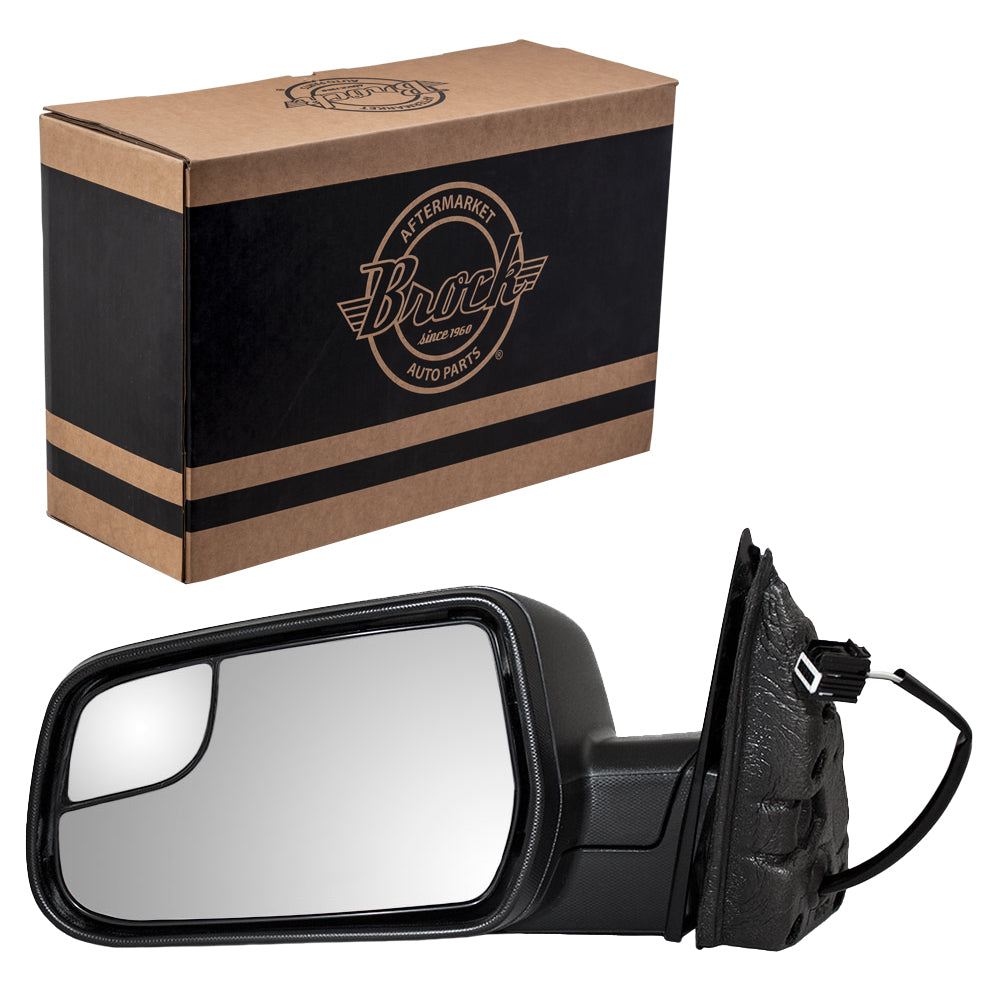 Brock Replacement Driver Power Side Door Mirror Textured w/ Spotter Glass Compatible with 2010-2014 Equinox Terrain