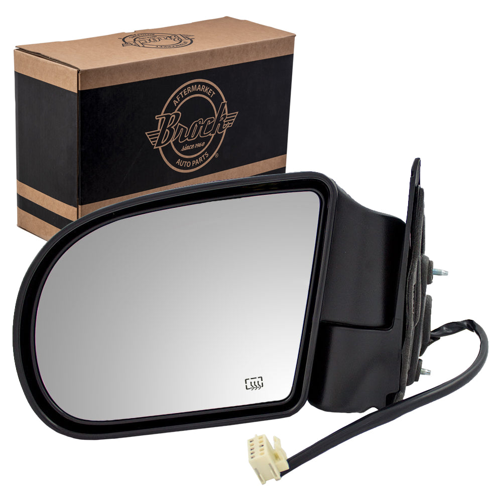 Brock Replacement Driver Power Mirror Heated w/ Metal Base Compatible with Blazer Jimmy Envoy Bravada S10 Sonoma