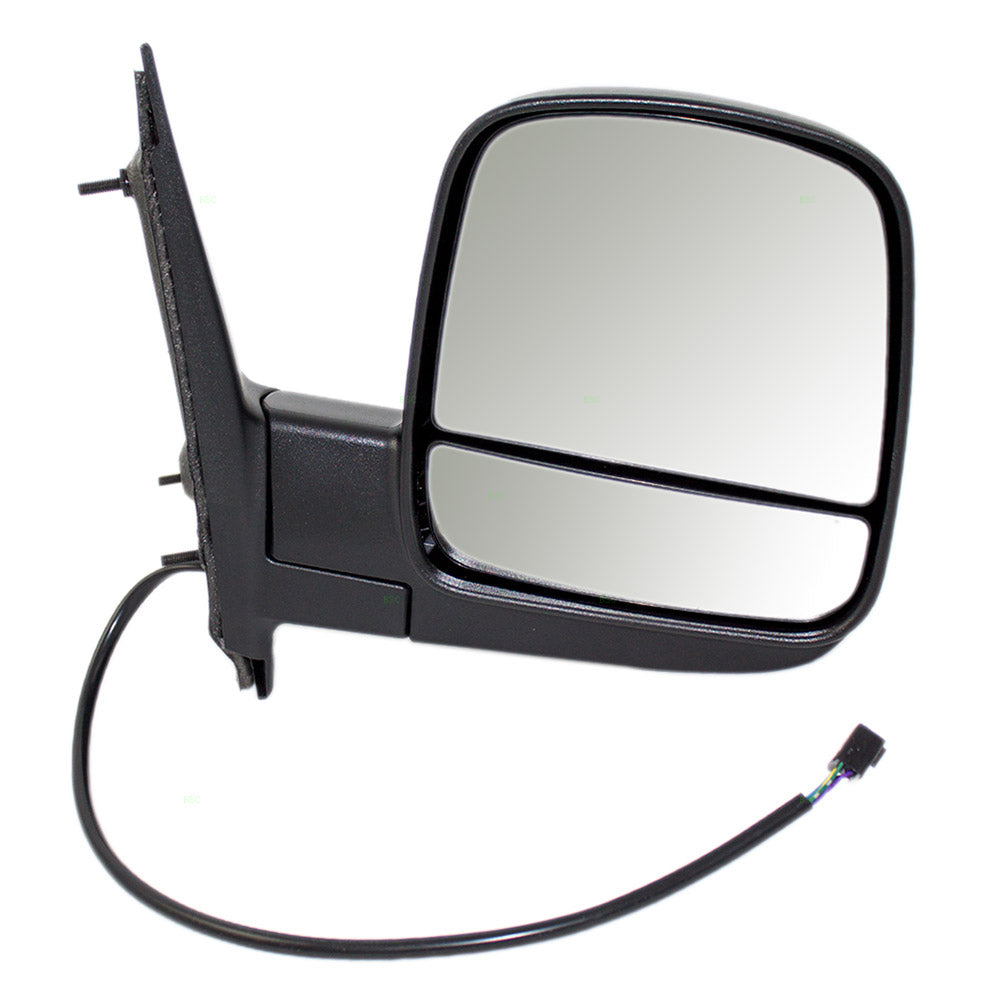 Brock Aftermarket Replacement Passenger Right Power Mirror Textured Black With Heat-Dual Glass Without Signal Compatible With 2008-2022 Chevy Express