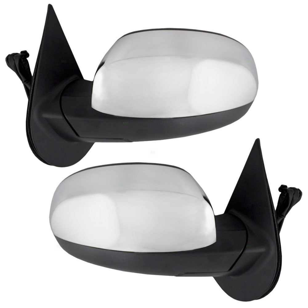 Brock Replacement Set Power Side Door Mirrors Heated Chrome Cover Compatible with 07-13 Silverado Sierra Avalanche Pickup Escalade ESV