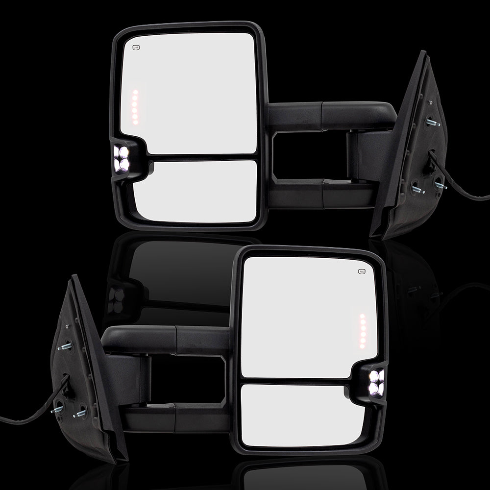 Brock Replacement Performance Tow Upgrade Power Mirrors Heated Signal in Glass Compatible with 2007-2014 Silverado Sierra Pickup Yukon Tahoe