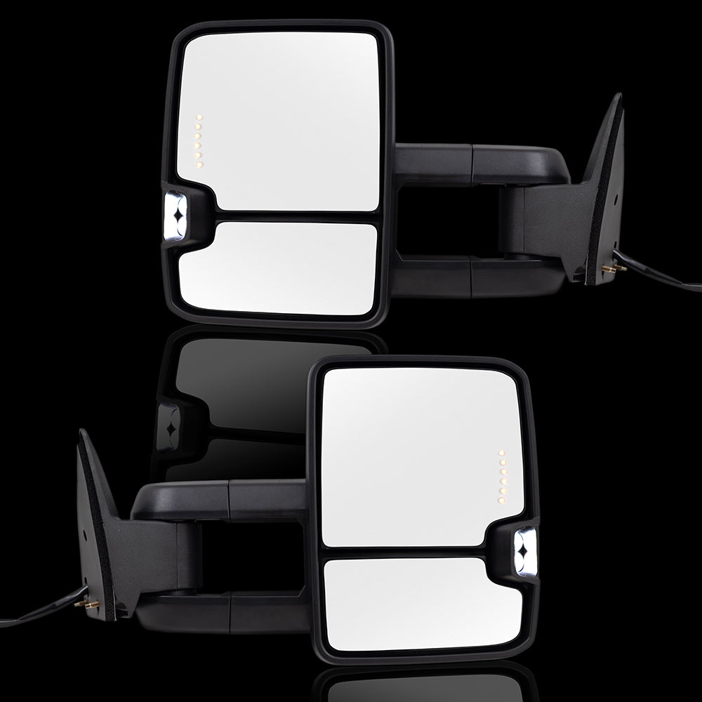 Brock Replacement Performance Towing Mirrors Telescopic Black Chrome Caps Set Compatible with 88-00 C/K Pickup Suburban Tahoe Blazer Yukon
