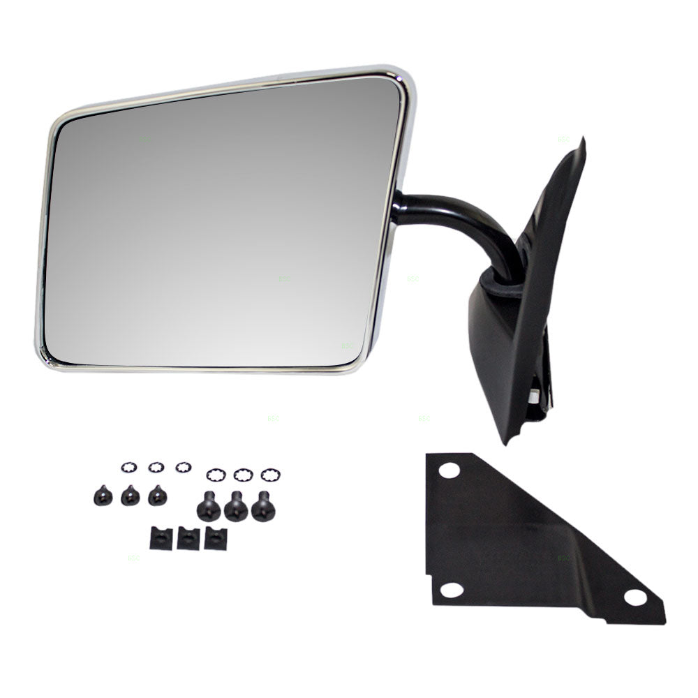 Brock Replacement Driver Manual Side Door Mirror Chrome Below Eyeline Compatible with S10/S15 Pickup Jimmy Blazer Bravada 15642573