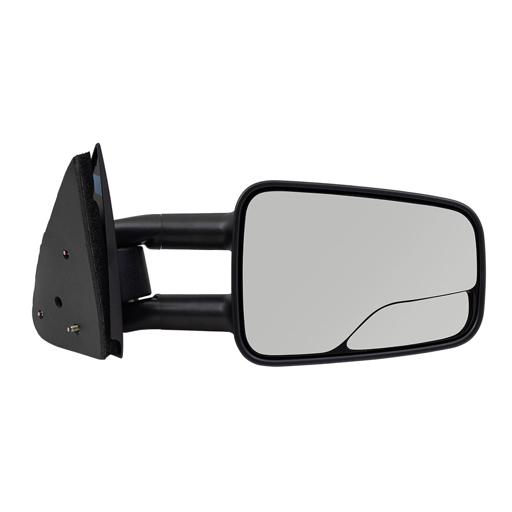Brock Replacement Driver and Passenger Set Manual Telescopic Tow Mirrors with Spotter Glass Compatible with 1999-2007 Silverado Sierra Pickup Truck