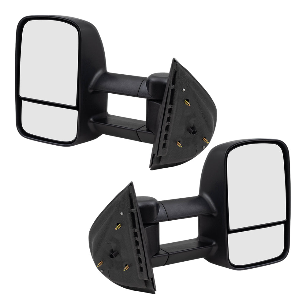 Brock Replacement Driver and Passenger Set Manual Telescopic Tow Mirrors Compatible with 2007-2014 Silverado Sierra Pickup Truck