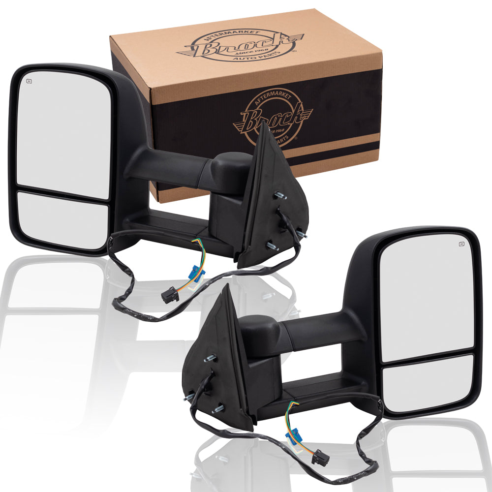 Brock Replacement Set Tow Telescopic Mirrors Power Heated External Signal Performance Upgrade Compatible with 2003-2006 Silverado Sierra Yukon Escalade