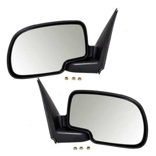 Brock Replacement Driver and Passenger Set Manual Side Door Mirrors Chrome Cap Compatible with Sierra Silverado Suburban Tahoe Yukon & XL