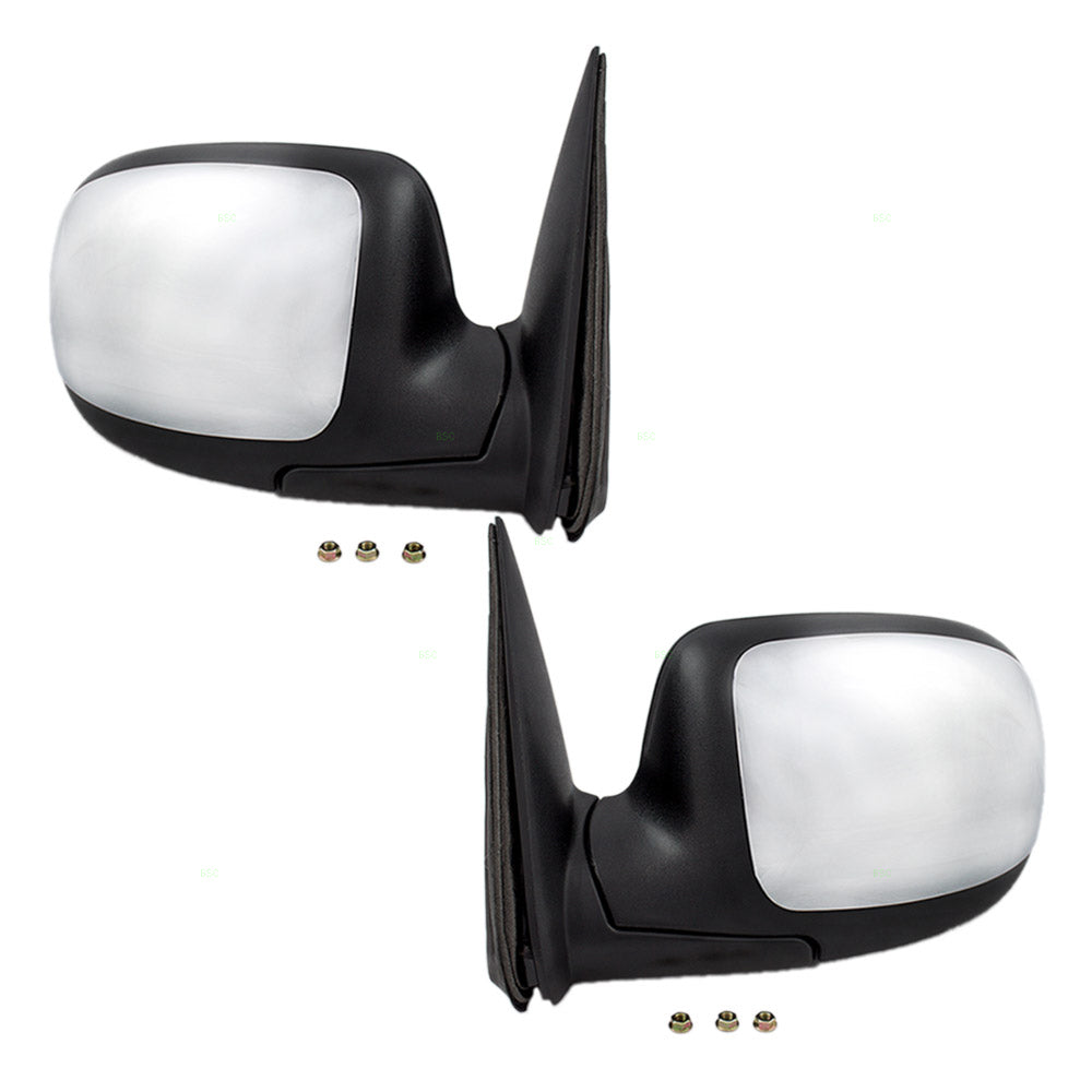 Brock Replacement Driver and Passenger Set Manual Side Door Mirrors Chrome Cap Compatible with Sierra Silverado Suburban Tahoe Yukon & XL