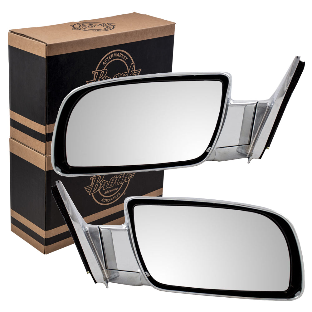 Brock Replacement Driver and Passenger Set Manual Chrome Specialty Mirrors Compatible with C/K Pickup Suburban Blazer Yukon Tahoe