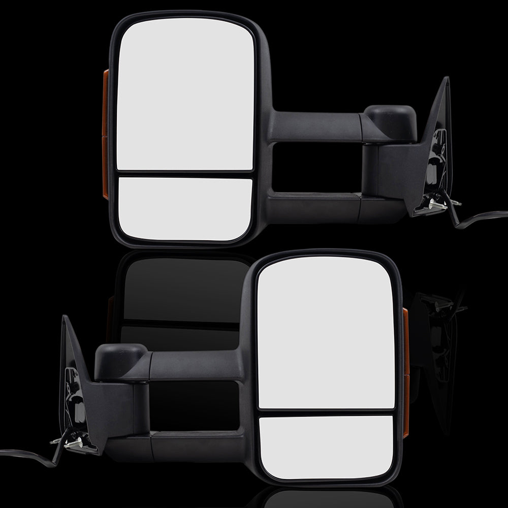 Brock Replacement Set Performance Telescopic Tow Power Textured Mirrors Compatible with 88-00 C/K Pickup Suburban Blazer Tahoe Yukon