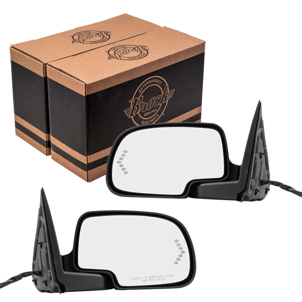 Brock Aftermarket Replacement Power Mirror Set Paint to Match Black with Heat-Memory-Signal On Glass-Puddle Light-Power Folding without Auto Dim Compatible with 2003-2006 Chevy Silverado