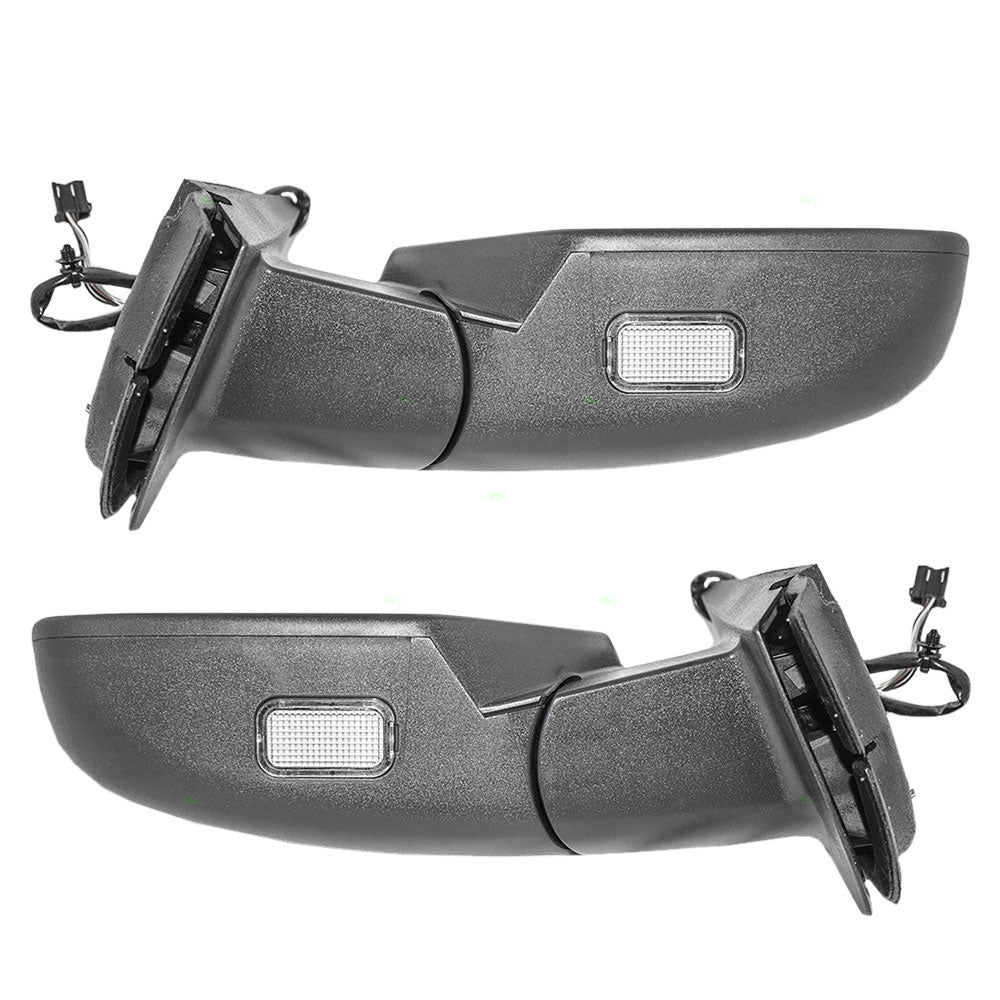 Replacement Set Driver and Passenger Power Side Door Mirrors Heated Puddle Lamp Manual Folding Compatible with 2007-2013 Silverado Sierra Avalanche Pickup