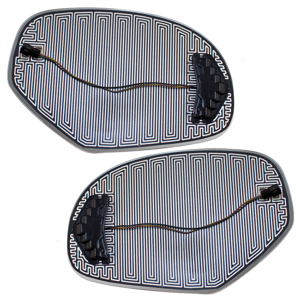 Replacement Set Driver and Passenger Power Side Door Mirror Glass Heated Signal Compatible with 2007-2014 Silverado Sierra Pickup Truck