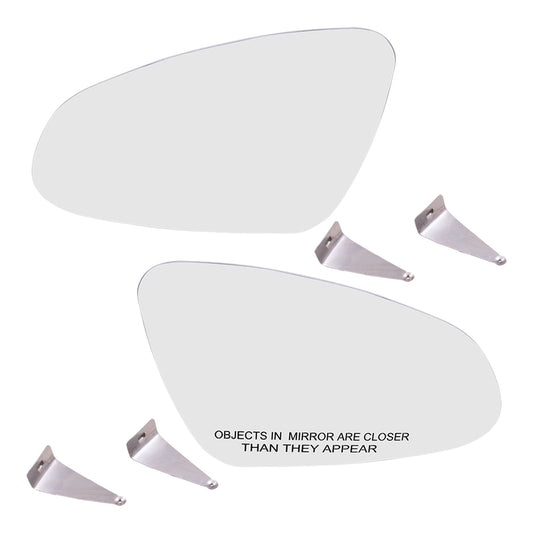 Brock Replacement Set Driver and Passenger Mirror Glass with Bases Compatible with 2012-2017 Verano