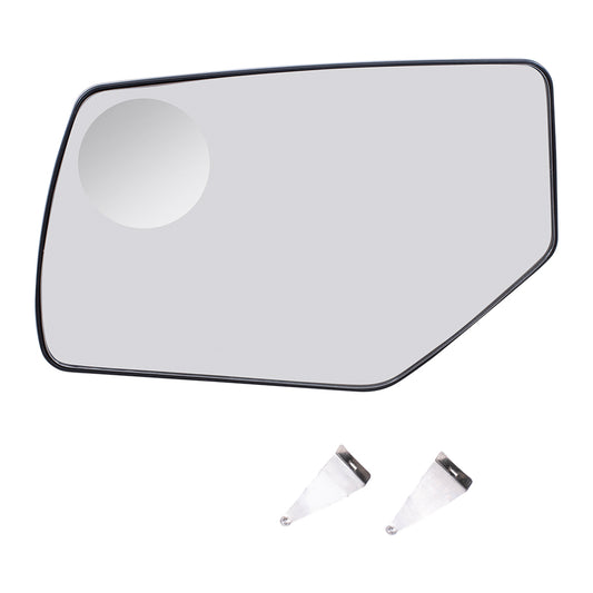 Brock Replacement Driver Power Side Door Mirror Glass with Base Heated Spotter Glass Compatible with 2015-2020 Tahoe Suburban Yukon Yukon XL & Denali