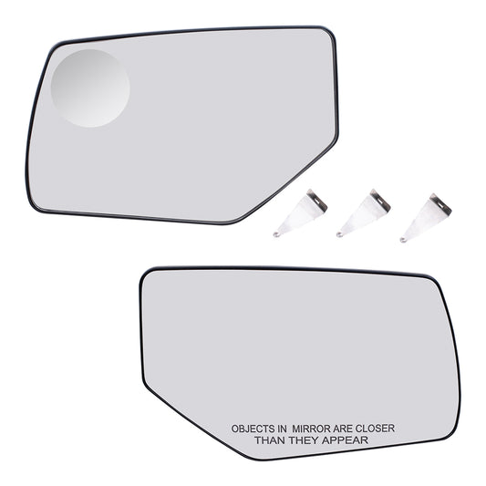 Replacement Set Driver and Passenger Power Side Door Mirror Glass with Bases Heated Spotter Glass Compatible with 2015-2020 Tahoe Suburban Yukon Yukon XL & Denali