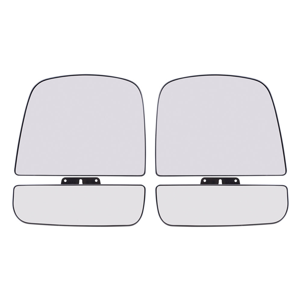 Brock Aftermarket Replacement Driver Left Passenger Right Upper and Lower Mirror Glass and Base Without Heat 4 Piece Set Compatible With 2008-2022 Chevy Express