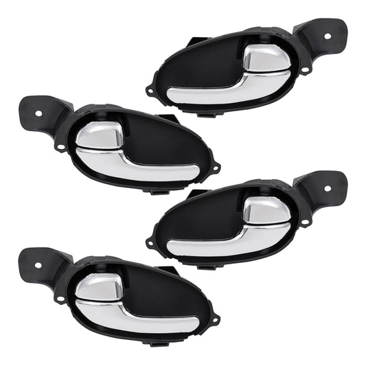 Brock Replacement 4 Piece Set Inside Front Rear Chrome Interior Door Handles Compatible with Various Models 8-25965-491-0 25965493
