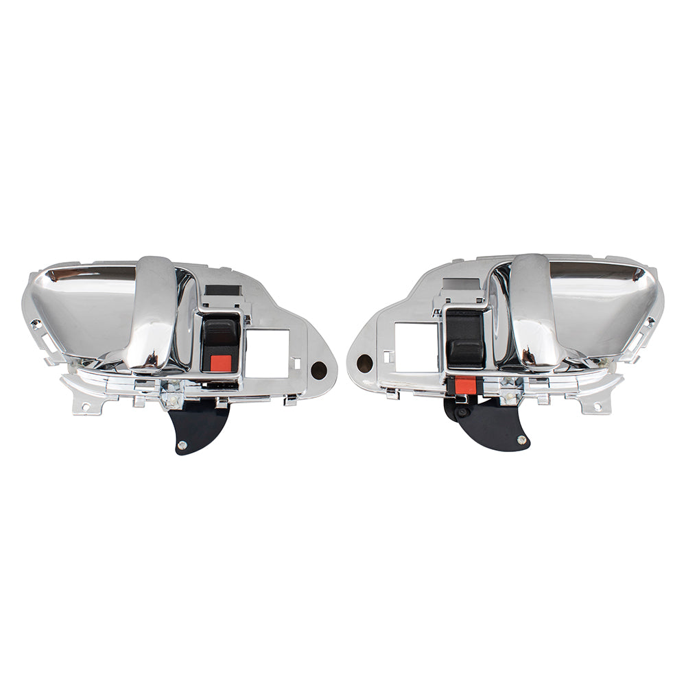 Brock Replacement Pair Set Inside Chrome Specialty Door Handles Upgrade Compatible with 95-02 Pickup Truck SUV 15708043 15708044